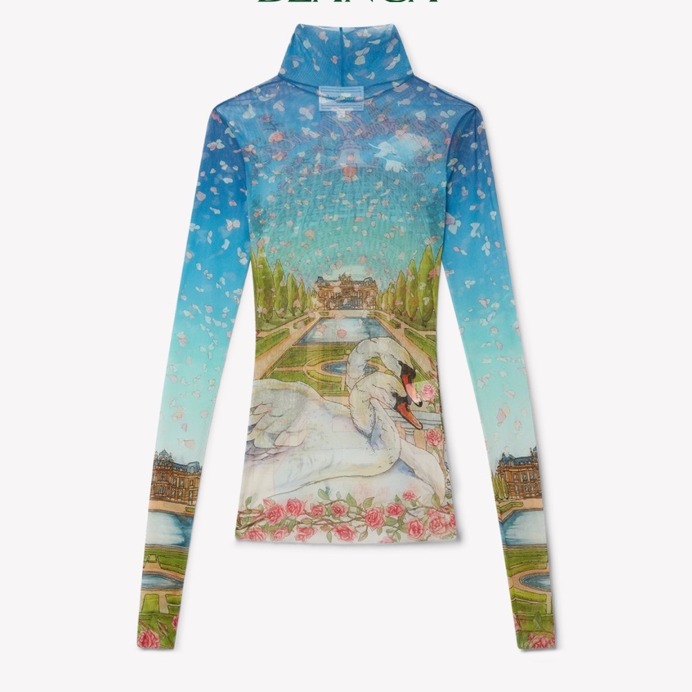 Casablanca tennis club Swan mesh top shirt blouse size large. Like new condition